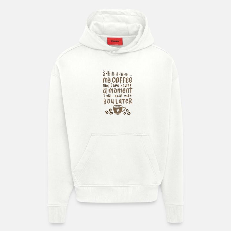 Café sort - Sweat à capuche bio épais oversize fabriqué en UE - OFF WHITE