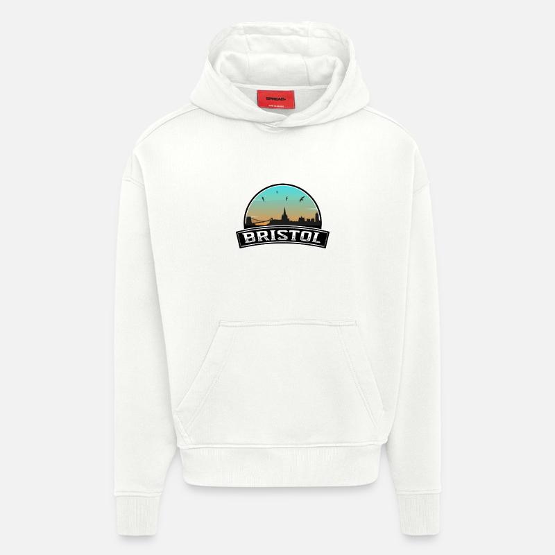 Bristol Angleterre Skyline Souvenir britannique - Sweat à capuche bio épais oversize fabriqué en UE - OFF WHITE