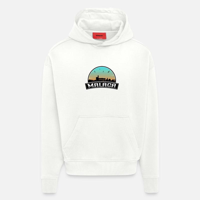 Malaga Espagne Skyline Souvenir espagnol - Sweat à capuche bio épais oversize fabriqué en UE - OFF WHITE