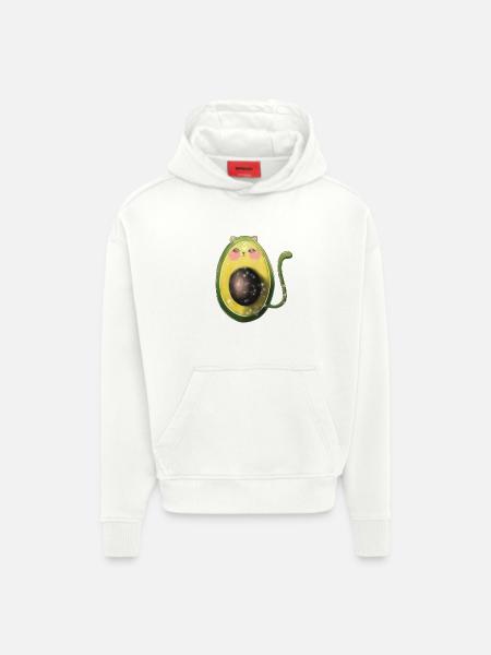 avocado cat avogato - Hoodie- made by SPREAD  - OFF WHITE