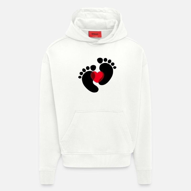 Coeur Enceinte Pieds bébé - Sweat à capuche bio épais oversize fabriqué en UE - OFF WHITE