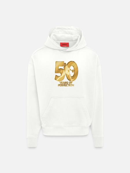 50 ans - Sweat à capuche bio épais oversize fabriqué en UE - OFF WHITE