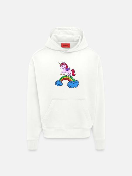 Animal Licorne - Sweat à capuche bio épais oversize fabriqué en UE - OFF WHITE