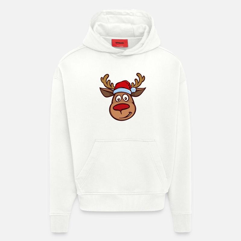 Christmas reindeer face - Hoodie- made by SPREAD  - OFF WHITE