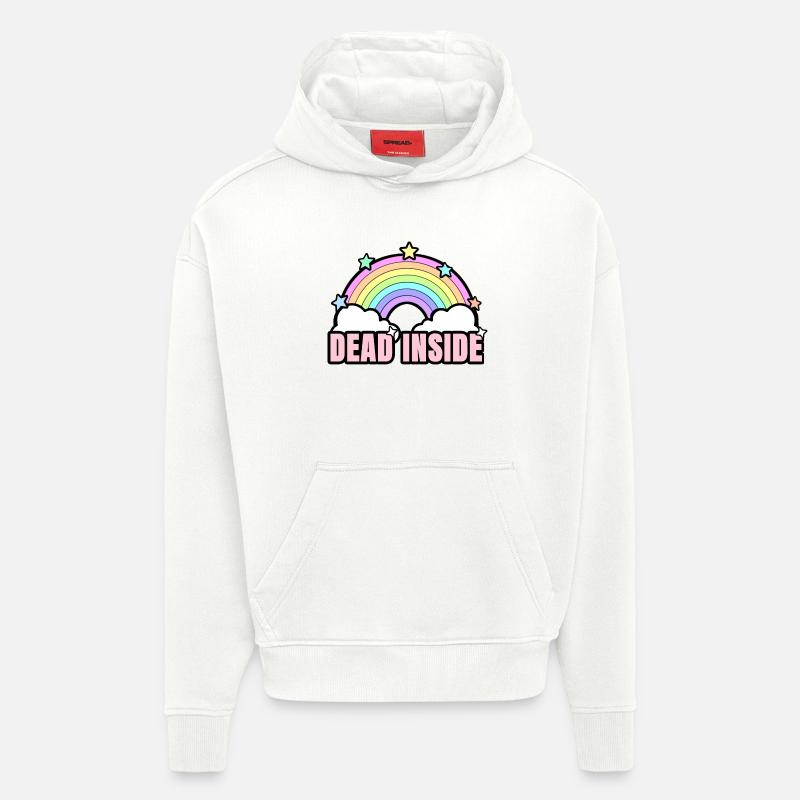 Dead Inside Rainbow - Sweat à capuche bio épais oversize fabriqué en UE - OFF WHITE
