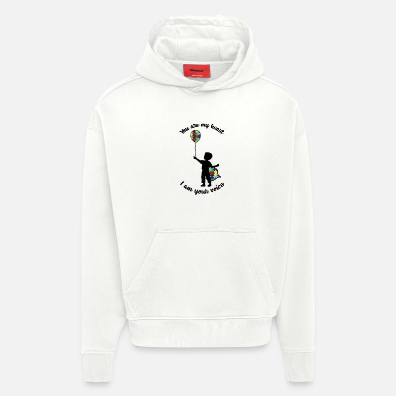 Autisme Tu es mon cœur Je suis ta voix - Sweat à capuche bio épais oversize fabriqué en UE - OFF WHITE