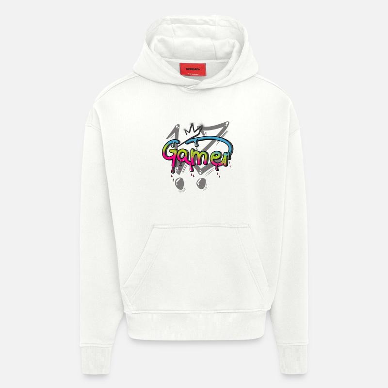 Graffiti Gamer Zocker Gaming - Sweat à capuche bio épais oversize fabriqué en UE - OFF WHITE