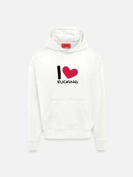 I love - Hoodie- made by SPREAD - OFF WHITE
