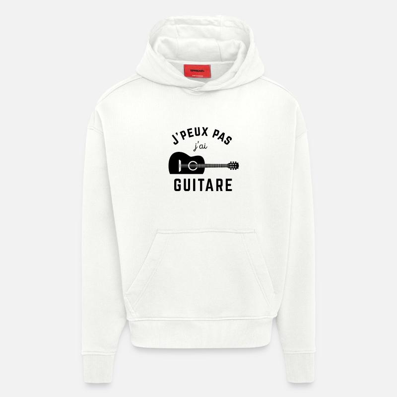 J'peux pas j'ai guitare - Sweat à capuche bio épais oversize fabriqué en UE - OFF WHITE