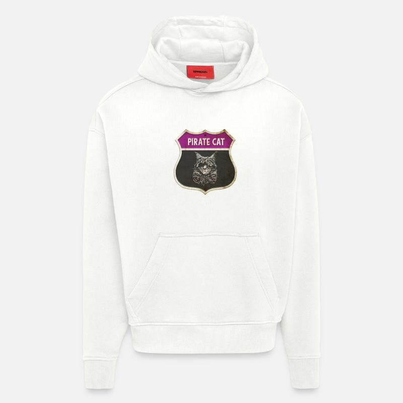 Cat Pirate Crest Design - Hoodie- made by SPREAD  - OFF WHITE