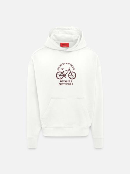 Sjov cykel-cykel-citat: To hjul bevæger sjælen - Heavyweight oversized organic hoodie made in EU - OFF WHITE