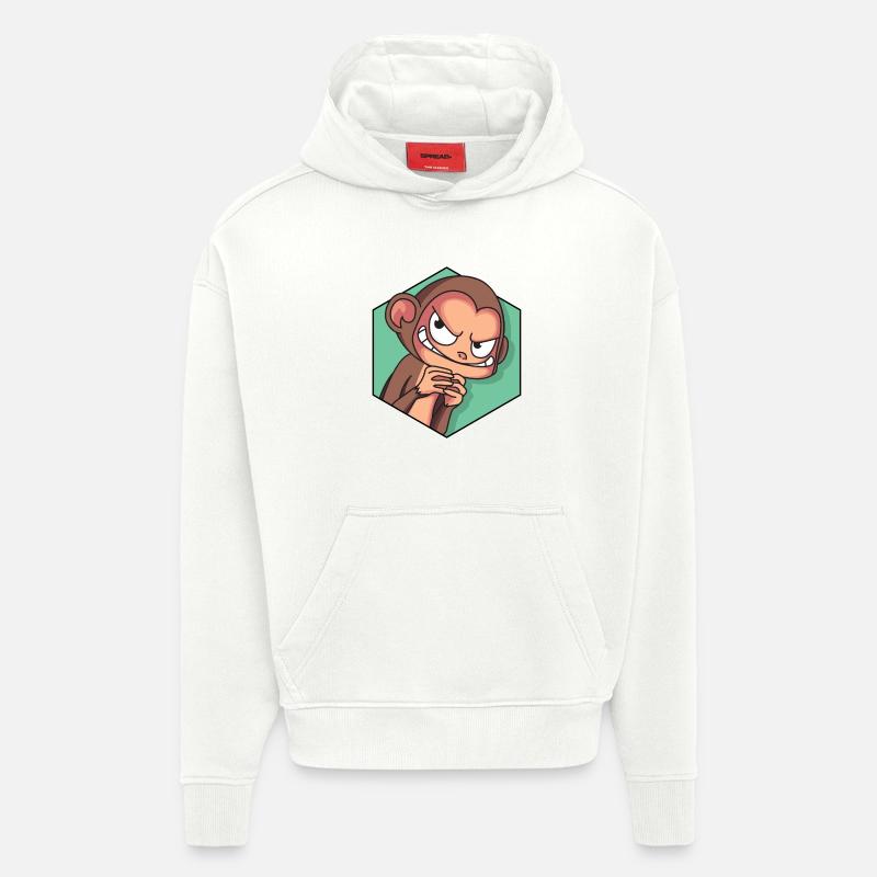 Cunning monkey | Funny monkey - Hoodie- made by SPREAD  - OFF WHITE