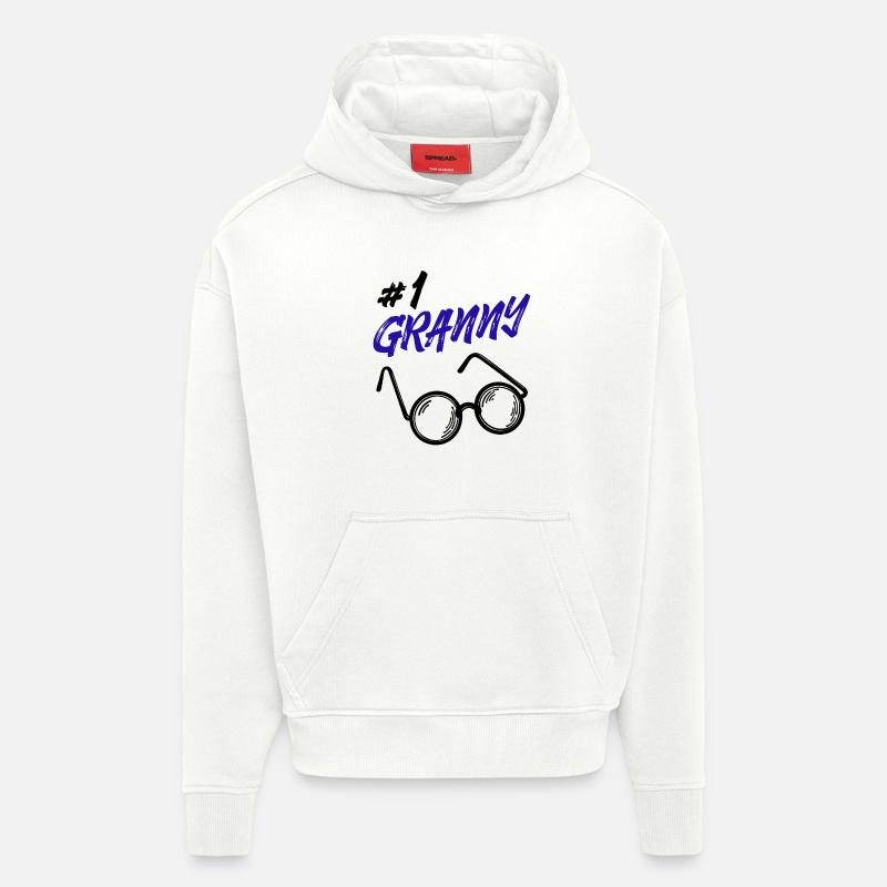 Grand-mère Lunettes Déclaration Grand-mère Meilleure grand-mère - Sweat à capuche bio épais oversize fabriqué en UE - OFF WHITE