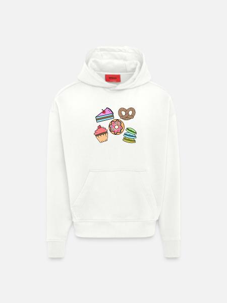 Bonbons Snack Cupcake Donut Cake Cuisson - Sweat à capuche bio épais oversize fabriqué en UE - OFF WHITE