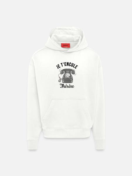 Je t'encule Thérèse - Sweat à capuche bio épais oversize fabriqué en UE - OFF WHITE