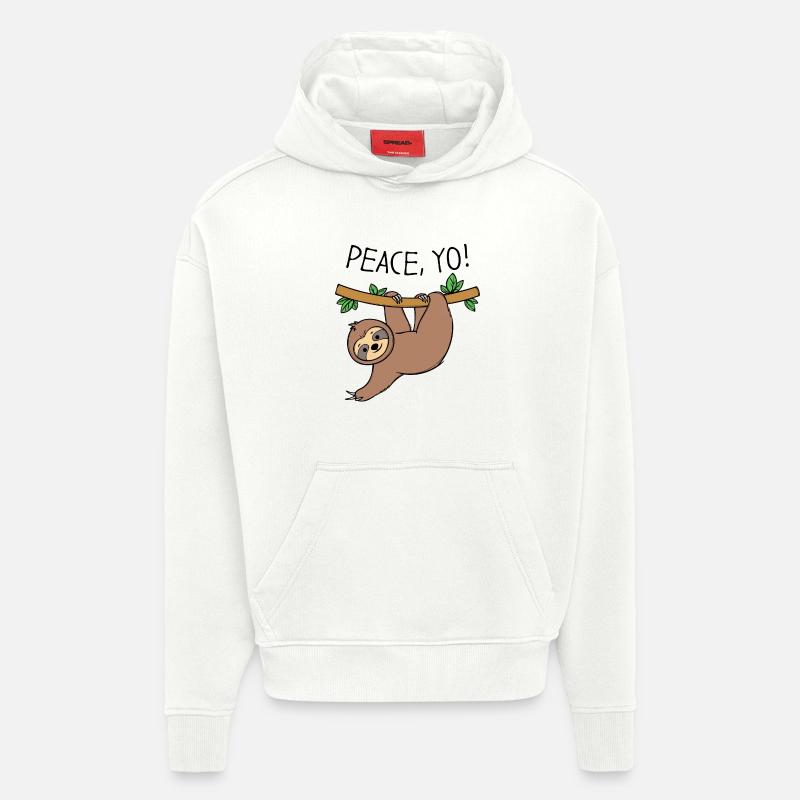 Paresseux Cool Déclaration Hamac Jungle Animal - Sweat à capuche bio épais oversize fabriqué en UE - OFF WHITE