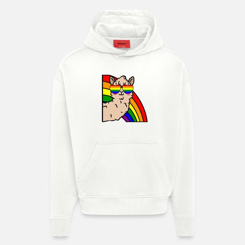 Cool Lama Transgenre Lgbt Rainbow Sexualité - Sweat à capuche bio épais oversize fabriqué en UE - OFF WHITE