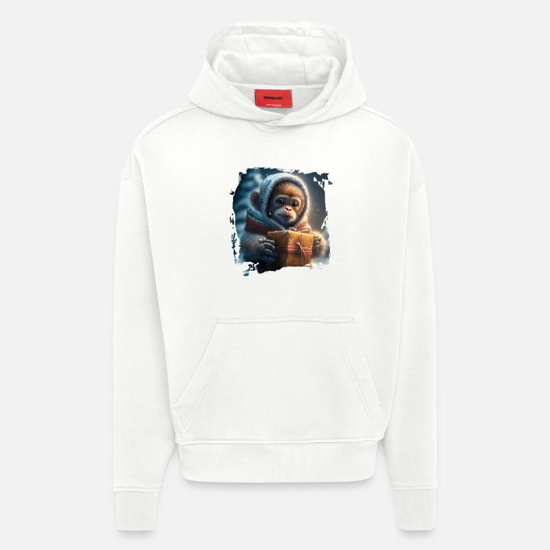 Winterlicher Orangutan Geschenk - Hoodie- made by SPREAD  - OFF WHITE