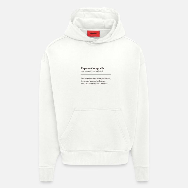 Experte Comptable Definition - Sweat à capuche bio épais oversize fabriqué en UE - OFF WHITE