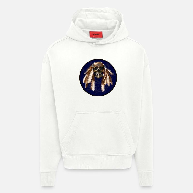 scull with feathers around - Hoodie- made by SPREAD  - OFF WHITE