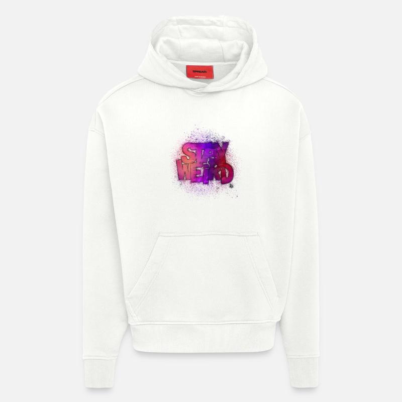Stay Weird - Sweat à capuche bio épais oversize fabriqué en UE - OFF WHITE