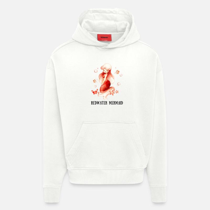 Sirène d’eau rouge - Sweat à capuche bio épais oversize fabriqué en UE - OFF WHITE