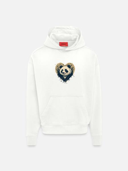 Panda Heart Ink Illustration - Hoodie- made by SPREAD - OFF WHITE