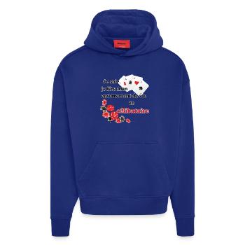 Futur Marié Poker. Enterrement vie célibataire EVG - Sweat à capuche bio épais oversize fabriqué en UE - Iconic Blue - Devant
