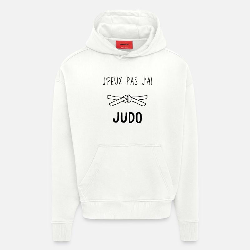 J Peux Pas J Ai Judo - Sweat à capuche bio épais oversize fabriqué en UE - OFF WHITE