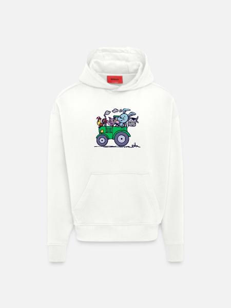 Agriculture Tracteur agricole Véhicule utilitaire - Sweat à capuche bio épais oversize fabriqué en UE - OFF WHITE