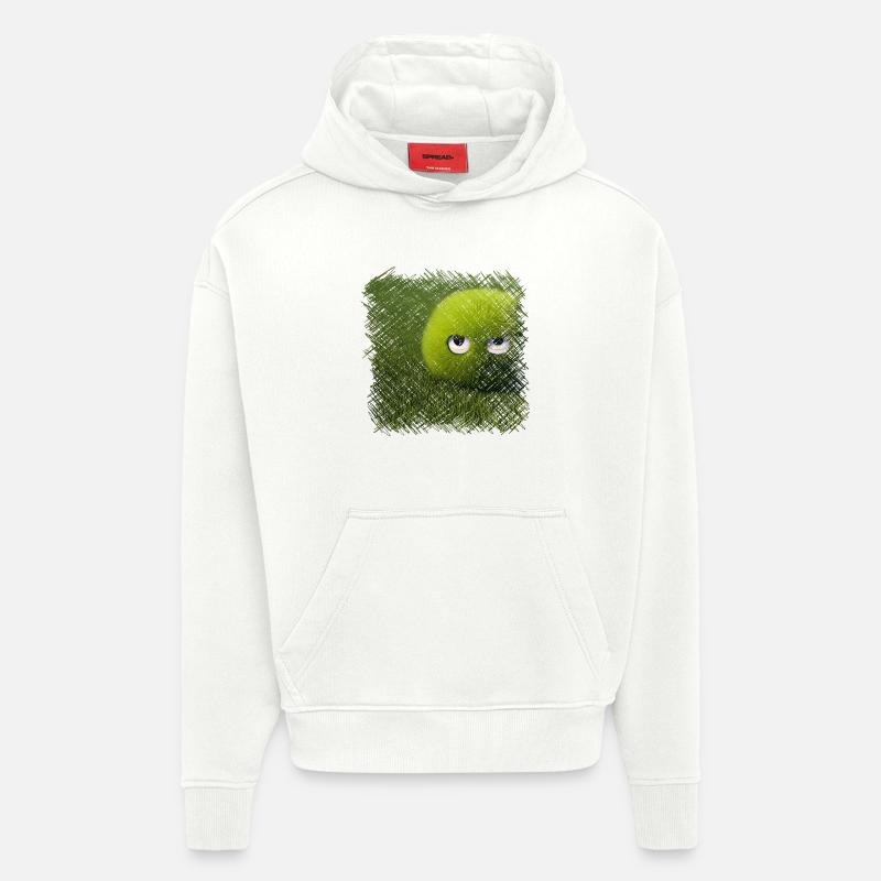 Drôle de boule d’herbe verte - Sweat à capuche bio épais oversize fabriqué en UE - OFF WHITE