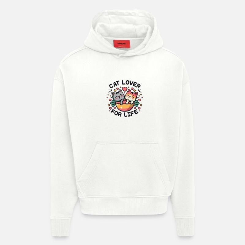 Cat lover for life - Hoodie- made by SPREAD  - OFF WHITE