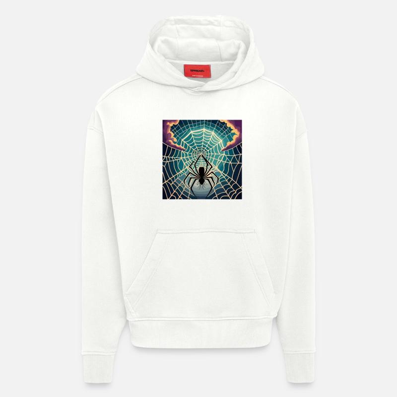 Une lune d’araignée en toile d’araignée - Sweat à capuche bio épais oversize fabriqué en UE - OFF WHITE