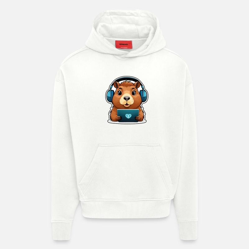 Capybara mit Computer - Hoodie- made by SPREAD  - OFF WHITE