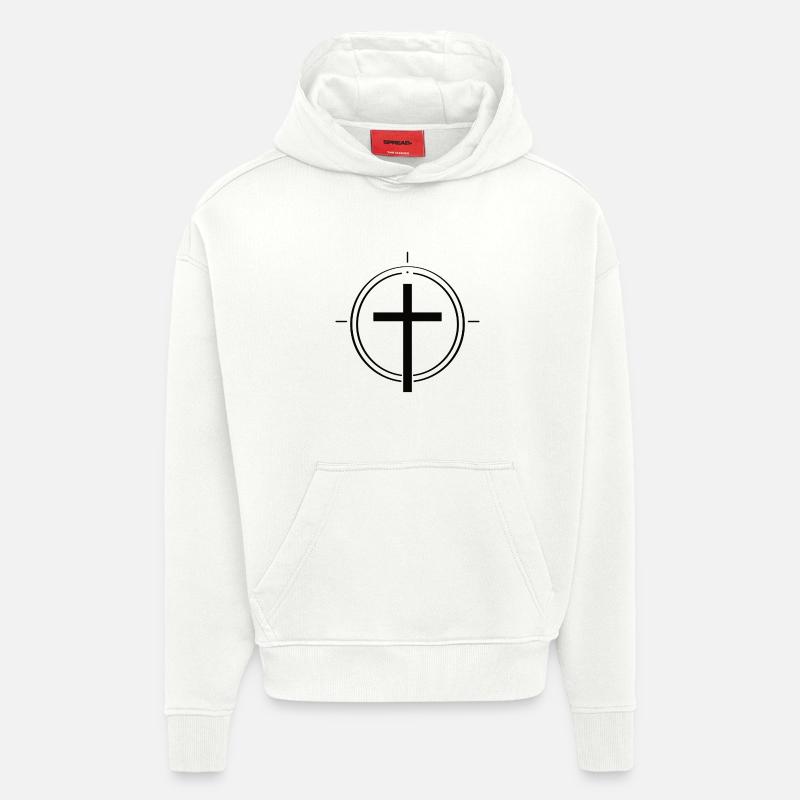 Simplement chrétien – Croix de la foi - Sweat à capuche bio épais oversize fabriqué en UE - OFF WHITE