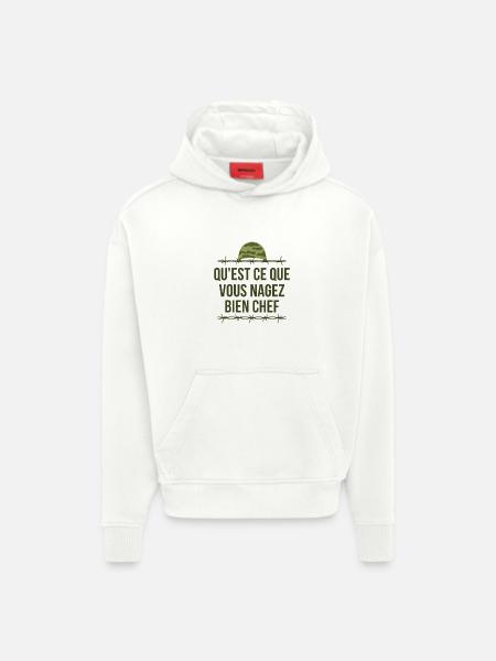 Tassin, 7ème compagnie, Chaudard - Sweat à capuche bio épais oversize fabriqué en UE - OFF WHITE