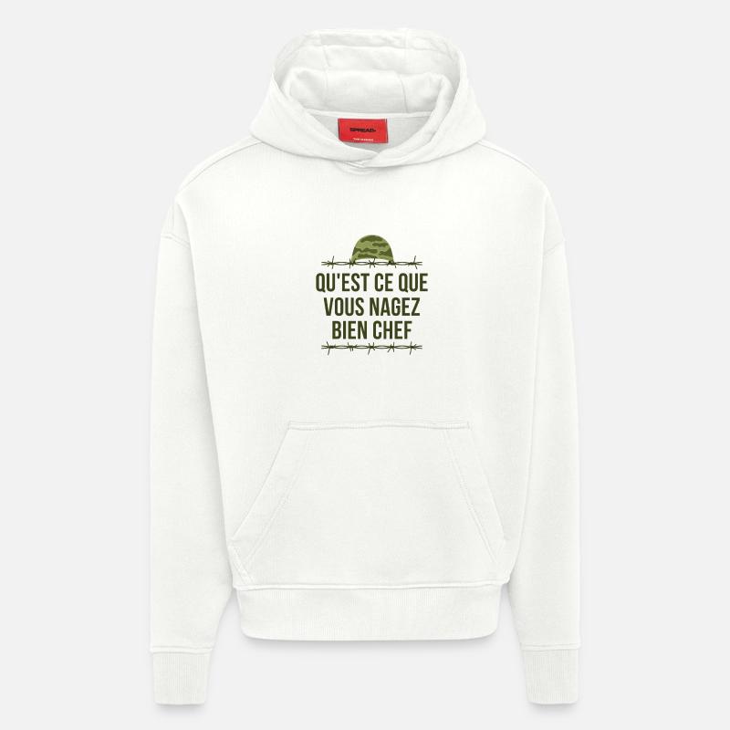 Tassin, 7ème compagnie, Chaudard - Sweat à capuche bio épais oversize fabriqué en UE - OFF WHITE