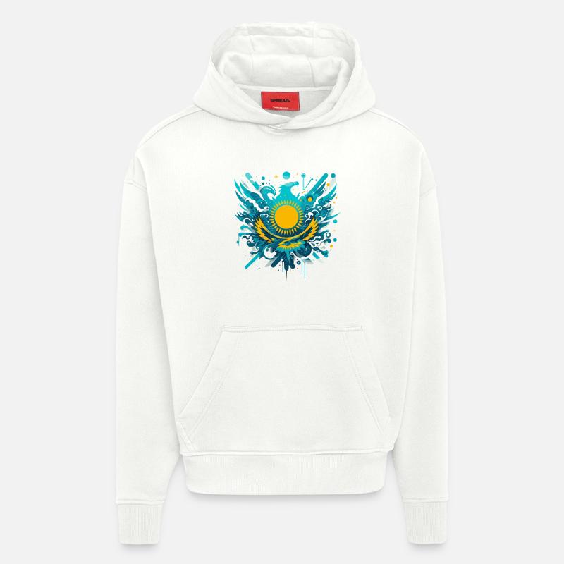 Kasachstan kunstvoll Geschenk - Hoodie- made by SPREAD - OFF WHITE