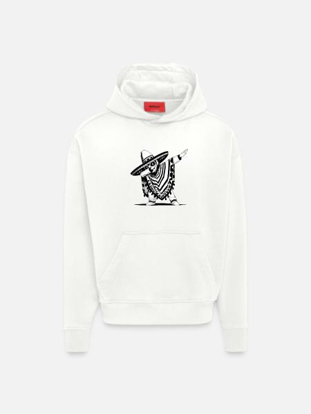 Festive Mexican Poncho with Dab - Hoodie- made by SPREAD  - OFF WHITE