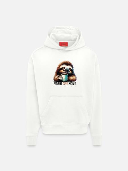 Sloth Coffee Kicks Gift - Hoodie- made by SPREAD  - OFF WHITE