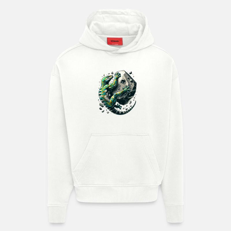 Bouldering Gecko Muscles cadeau - Sweat à capuche bio épais oversize fabriqué en UE - OFF WHITE