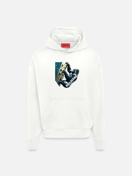 Bouldering Gorille cadeau - Sweat à capuche bio épais oversize fabriqué en UE - OFF WHITE