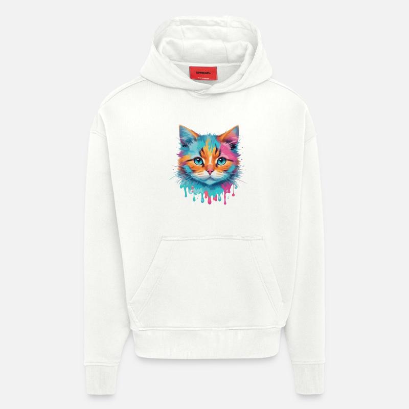 Chat mignon - Sweat à capuche bio épais oversize fabriqué en UE - OFF WHITE