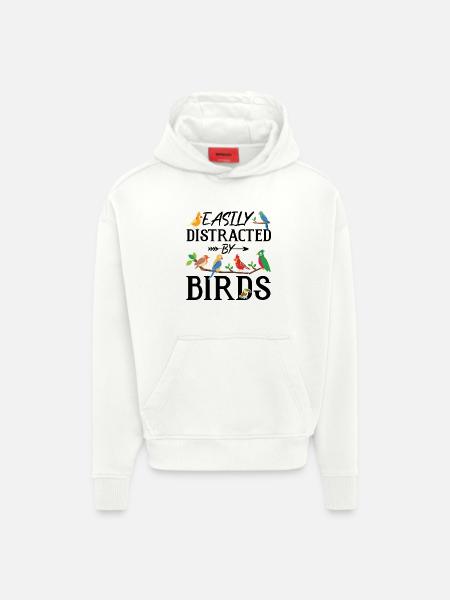 Easily Distracted by Birds - Hoodie- made by SPREAD - OFF WHITE