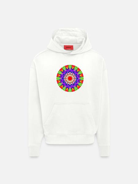 Kaleidoskop Mandala Farbrausch - Hoodie- made by SPREAD  - OFF WHITE