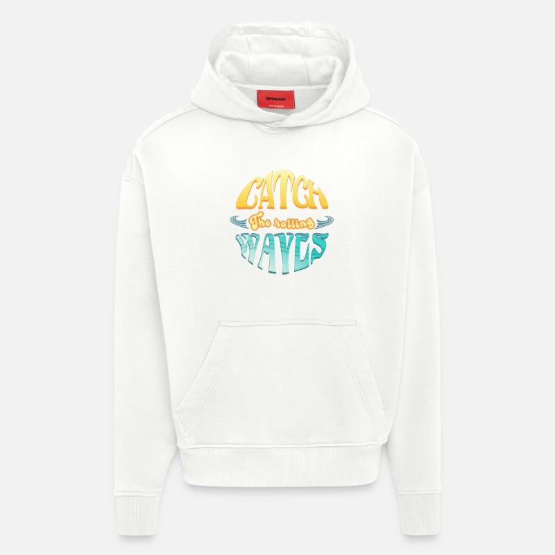Surf et CatchTheWaves - Sweat à capuche bio épais oversize fabriqué en UE - OFF WHITE