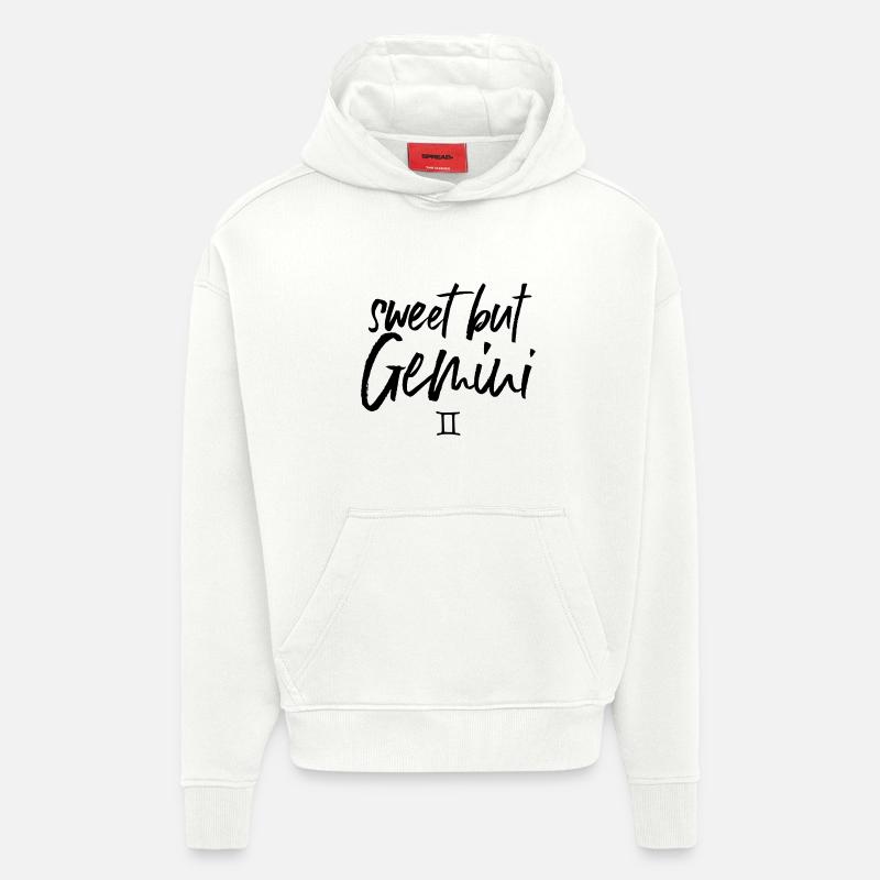 Zodiaque des Gémeaux doux mais GÉMEAUX - Sweat à capuche bio épais oversize fabriqué en UE - OFF WHITE