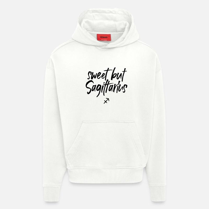 Astro Doux mais Sagittaire - Sweat à capuche bio épais oversize fabriqué en UE - OFF WHITE
