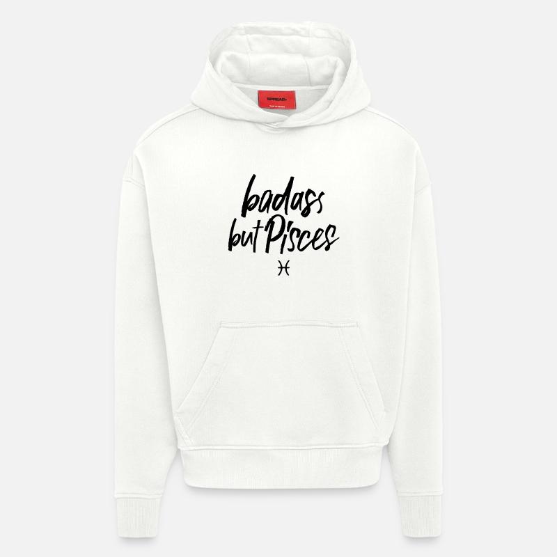 Astro Badass mais Poissons - Sweat à capuche bio épais oversize fabriqué en UE - OFF WHITE