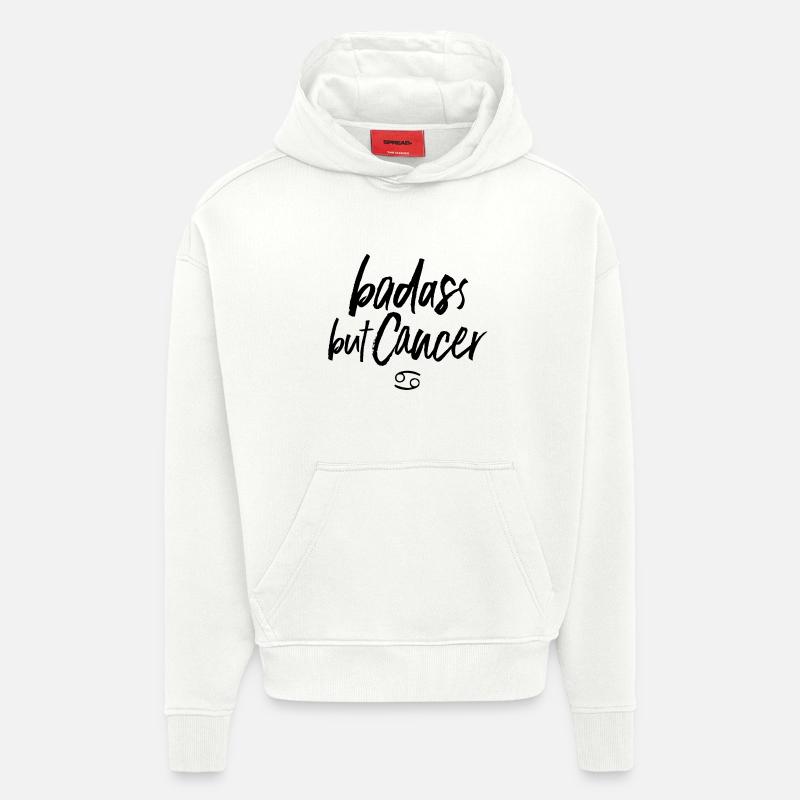 Astro Badass mais Cancer - Sweat à capuche bio épais oversize fabriqué en UE - OFF WHITE